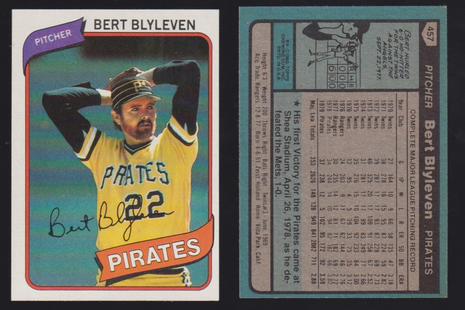 Bert Blyleven 1980 Topps 1980 Topps