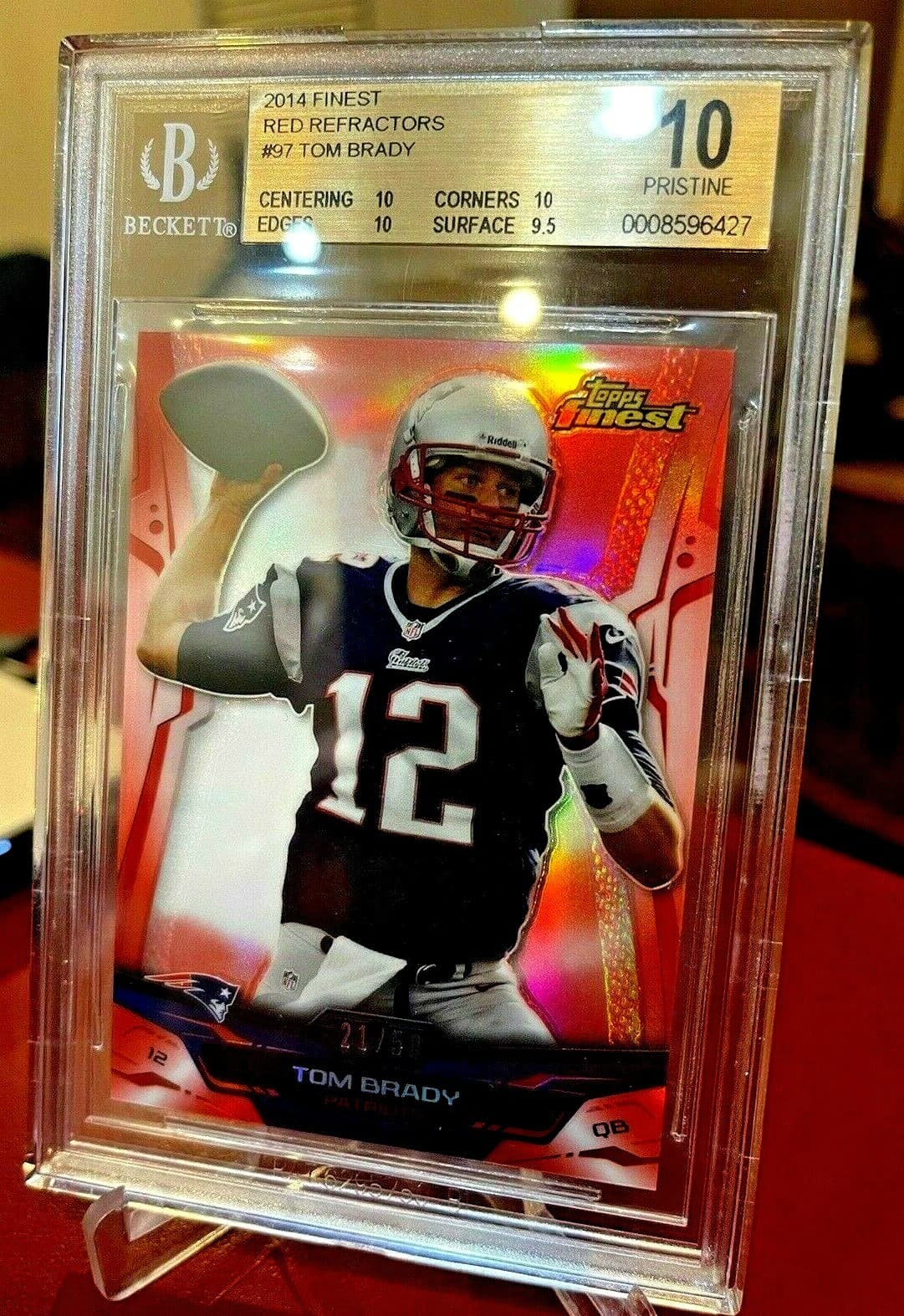 RED TOM BRADY PRISTINE POP 2 G 2014 Topps Finest 2014 Topps Finest red-refractor