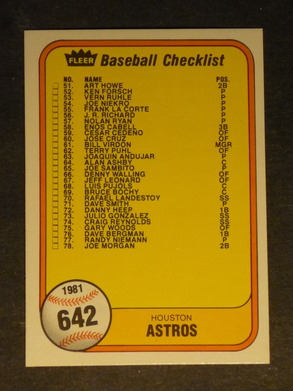 Astros Yankees Team 1981 Fleer 1981 Fleer