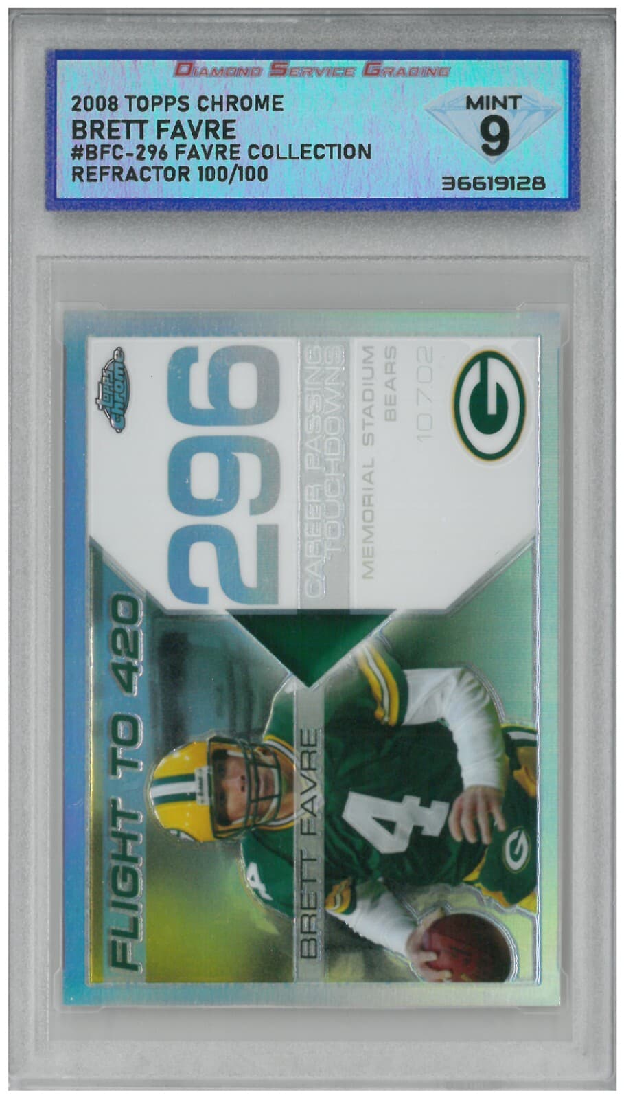 BRETT FAVRE -296 💎 DSG 9 2008 Topps Chrome