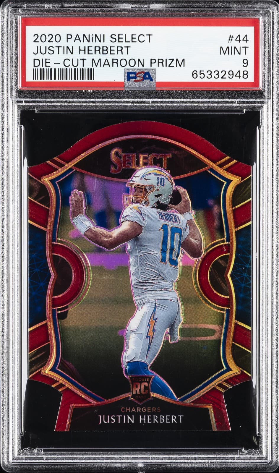 DIE-CUT MAROON JUSTIN HERBERT 2020 Panini Select 2020 Panini Select