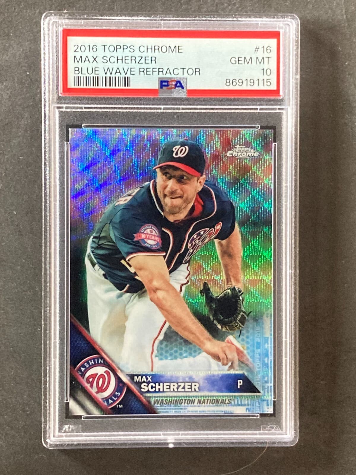 Max Scherzer Blue 2016 Topps Chrome 2016 Topps Chrome blue-refractor-wave