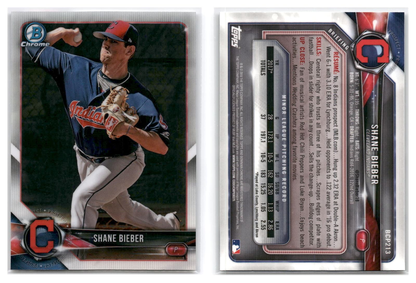 Prospects Shane Bieber 2018 Bowman Chrome 2018 Bowman Chrome