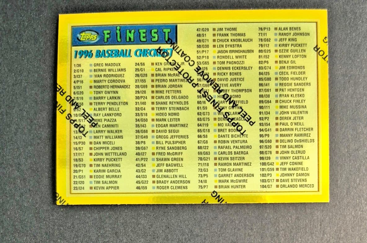 Finest Baseball Checklist 1996