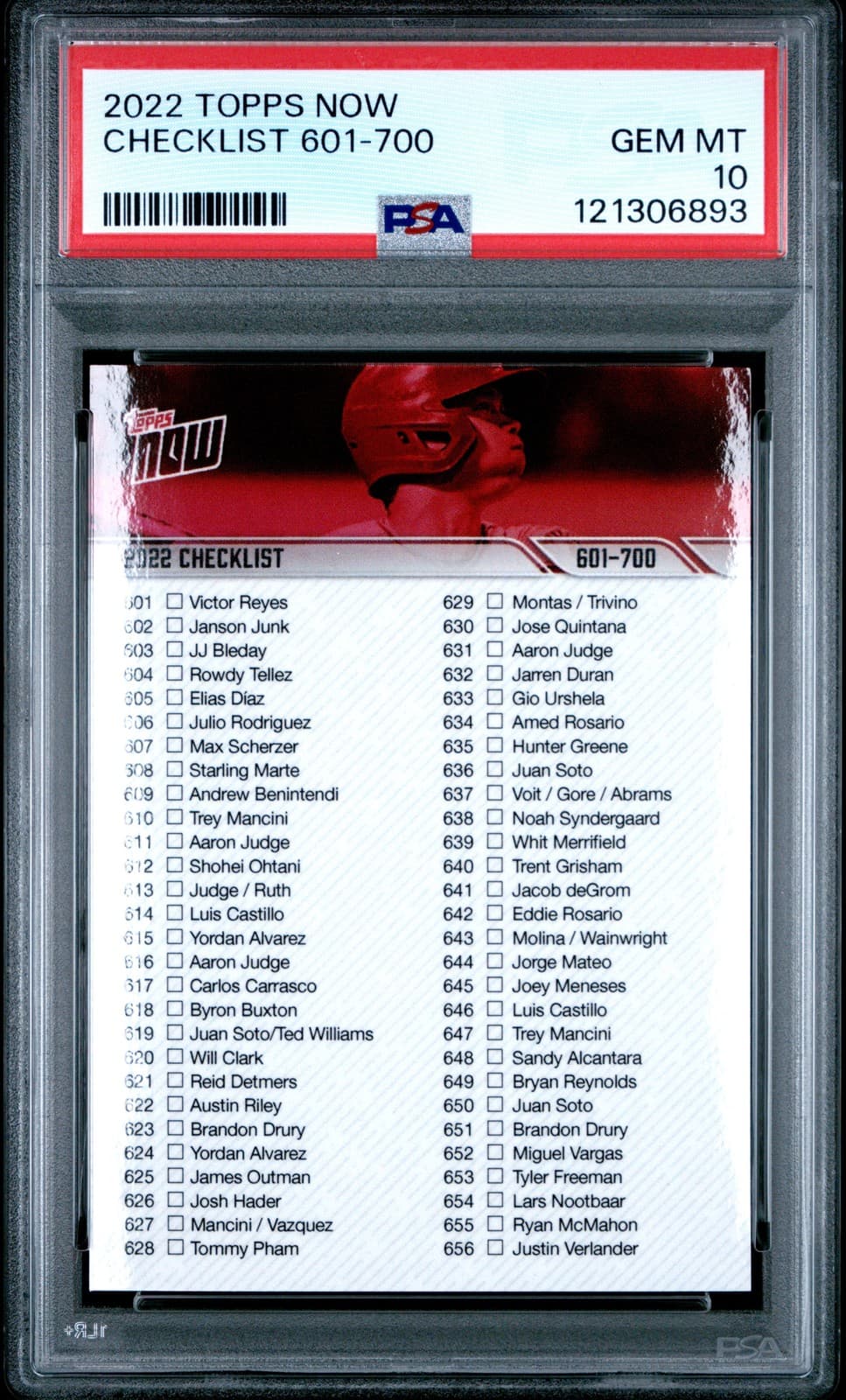 NOW CHECKLIST 601-700 2022 Topps 2022 Topps